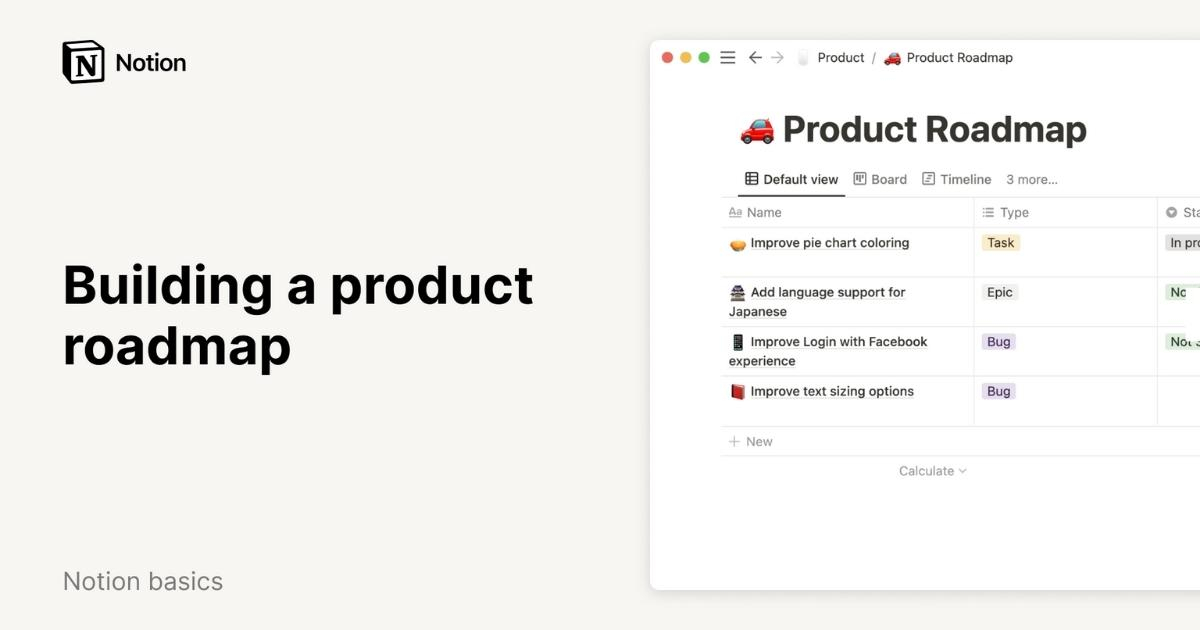 Notion Fundamentals: Building a product roadmap