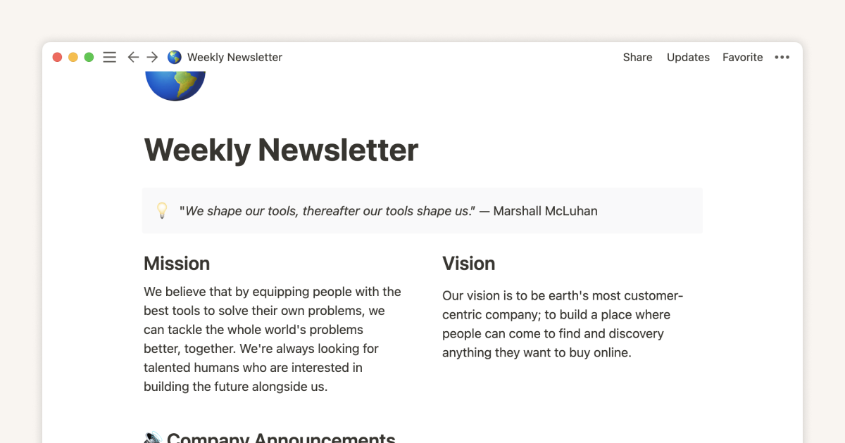Best practices for internal communications on Notion