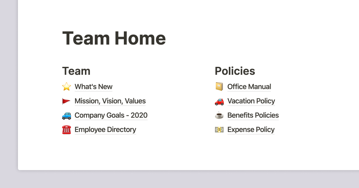 Build a team wiki in Notion