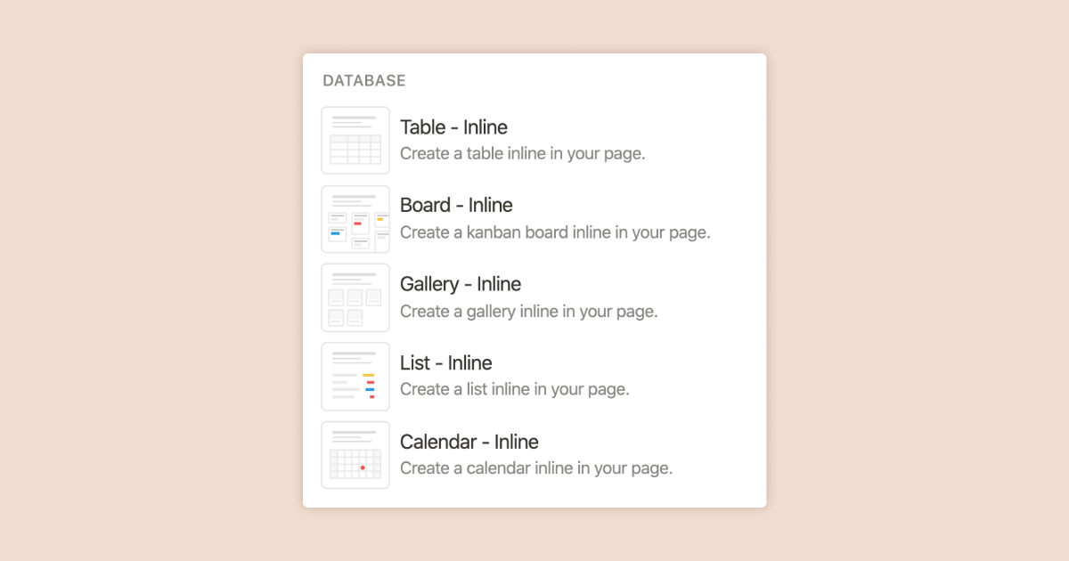 Full page vs. inline databases